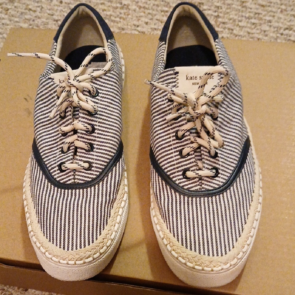 Kate Spade Navy and White Striped Sneakers Boat Party